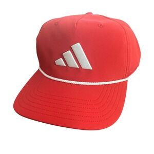 NEW Adidas Tour 5 Panel Rope Hat OSFM Adjustable Red White Golf Baseball Cap